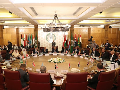 ممثلو الدول العربية خلال اجتماع طارئ بمقر جامعة الدول العربية في القاهرة- 12 أكتوبر 2019 