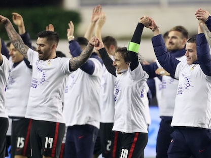 فرحة لاعبي كرواتيا بالتأهل لكأس العالم  - REUTERS