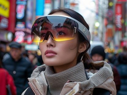 صورة أنتجتها الشرق بالذكاء الاصطناعي لفتاة ترتدي نظارة مستقبلية في طوكيو. 1 أبريل 2024 - Midjourney