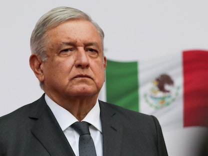 الرئيس المكسيكي أندريس مانويل لوبيز أوبرادور خلال إلقائه خطاباً في مكسيكو سيتي - 1 ديسمبر 2020 - REUTERS