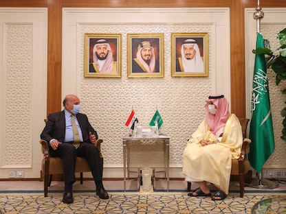 وزير الخارجية السعودي الأمير فيصل بن فرحان يستقبل في العاصمة الرياض وزير الخارجية العراقي فؤاد حسين، 8 أغسطس 2021 - twitter.com/Iraqimofa