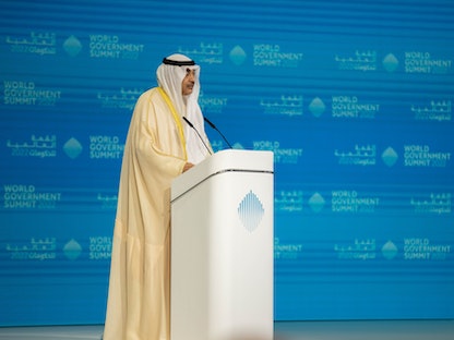 رئيس مجلس وزراء الكويت الشيخ صباح الخالد الصباح خلال مشاركته في القمة العالمية للحكومات في دبي- 30 مارس 2022 - twitter/@WorldGovSummit