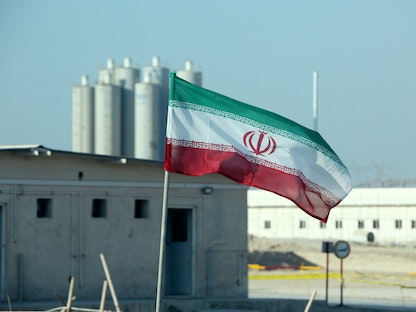 علم إيران في مفاعل بوشهر النووي - 10 نوفمبر 2019 - AFP