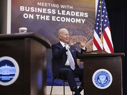 الرئيس الأميركي جو بايدن يدلي بتصريحات عن الاقتصاد في البيت الأبيض بواشنطن - 28 يوليو 2022 - Bloomberg