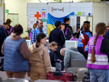 لاجئون من أوكرانيا في مركز إيواء في العاصمة الألمانية برلين. 11 أكتوبر 2023 - Reuters
