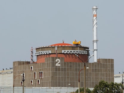 محطة زابوريجيا للطاقة النووية خارج مدينة إنرهودار الخاضعة للسيطرة الروسية في منطقة زابوريجيا جنوب شرقي أوكرانيا- 22 أغسطس 2022 - REUTERS