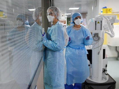وحدة طبية لمرضى كورونا في "المستشفى الشمالي" بمرسيليا جنوبي  فرنسا، 2 فبراير 2021 - AFP