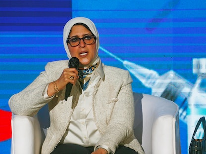 وزيرة الصحة المصرية هالة زايد في مؤتمر صحافي بالقاهرة - 23 ديسمبر 2020  - REUTERS