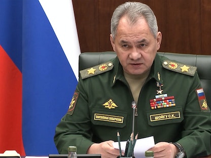 وزير الدفاع الروسي سيرجي شويجو في موسكو. 26 مارس 2022 - AFP