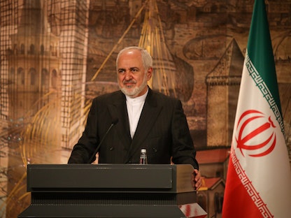 وزير الخارجية الإيراني محمد جواد ظريف خلال مؤتمر صحافي - 29 يناير 2021 - via REUTERS