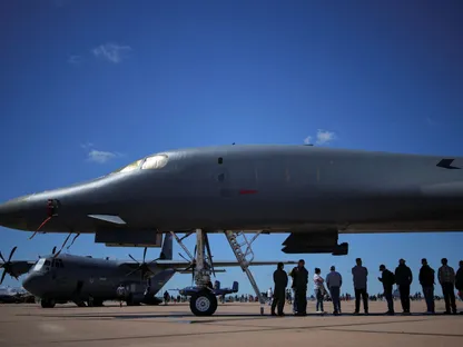 قاذفة روكويل B-1 لانسر خلال عرض جوي في قاعدة دايس الجوية في أبيبلين، تكساس، الولايات المتحدة، 20 أبريل 2025 - REUTERS