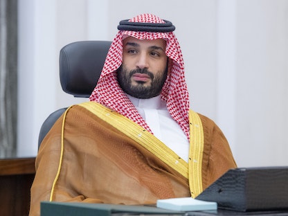 ولي العهد السعودي الأمير محمد بن سلمان خلال قمة مجموعة العشرين -  الرياض - 30 أكتوبر 2021 - AFP