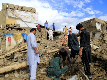 منازل دمرتها السيول بمنطقة خوشي في الجزء الشرقي من مقاطعة لوجار الأفغانية - 21 أغسطس 2022 - REUTERS