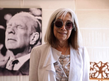 الكاتبة الأرجنتينية الراحلة ماريا كوداما أرملة الأديب خورخي لويس بورخيس. 28 أكتوبر 2018 - AFP