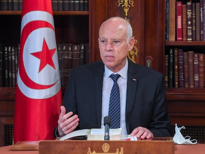 الرئيس التونسي قيس سعيّد في قصر قرطاج الرئاسي - 14 سبتمبر 2021 - facebook@Presidence.tn