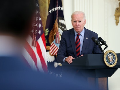 الرئيس الأميركي جو بايدن في مؤتمر صحافي بالبيت الأبيض - 04 أغسطس 2021 - REUTERS