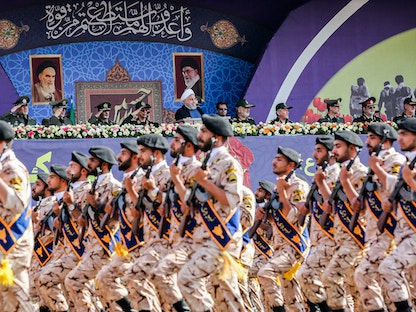 جانب من استعراض عسكري لقوات الحرس الثوري الإيراني في العاصمة الإيرانية طهران، 22 سبتمبر 2019. - AFP