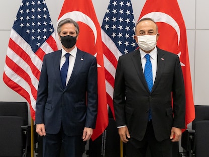 وزير الخارجية التركي مولود جاويش أغلو يلتقي نظيره الأميركي أنتوني بلينكن على هامش اجتماعات حلف شمال الأطلسي "ناتو" - 24 مارس 2021  - twitter/SecBlinken