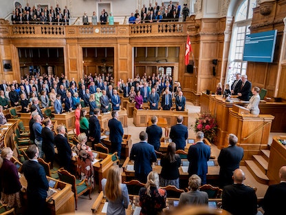 جلسة للبرلمان الدنماركي (Folketinget) في قلعة كريستيانسبورج في كوبنهاجن - 4 أكتوبر 2022  - AFP