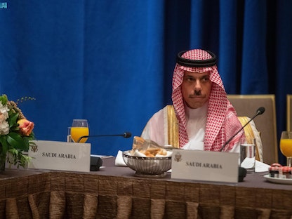 وزير الخارجية السعودي الأمير فيصل بن فرحان في الاجتماع الوزاري المشترك لوزراء خارجية دول مجلس التعاون وأميركا ومصر والأردن والعراق واليمن. 23 سبتمبر 2022 - twitter.com/SPAregions