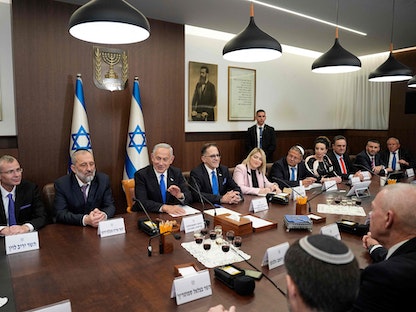 أول اجتماع للحکومة الإسرائیلیة الجدیدة بقیادة بنیامین نتنیاهو. 29 دیسمبر 2022 - AFP