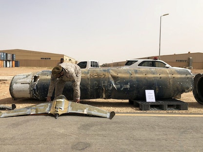 عرض قذيفة وطائرة مسيرة حوثية بعد اعتراضها في السعودية - REUTERS