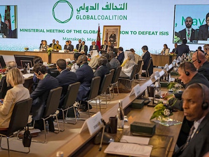 جانب من الاجتماع الوزاري لـ"التحالف الدولي ضد داعش" في مراكش المغربية - 11 مايو 2022. - AFP
