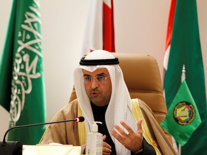 نايف فلاح مبارك الحجرف، الأمين العام لمجلس التعاون لدول الخليج العربية خلال القمة الخليجية في محافظة العلا السعودية - REUTERS