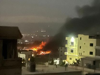 صورة متداولة على وسائل التواصل الاجتماعي للمبنى الذي استهدفته الغارة الجوية الإسرائيلية في شرق لبنان. 24 مارس 2024 - Twiter