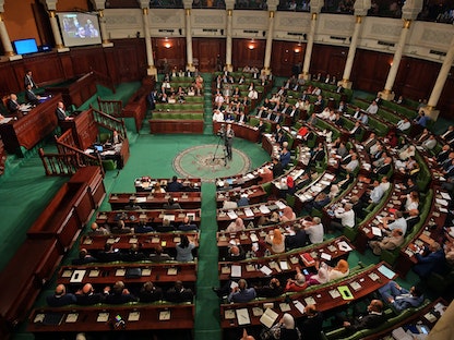 إحدى جلسات البرلمان التونسي في العاصمة تونس. 25 يونيو 2020 - AFP