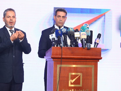 رئيس مجلس المفوضية الوطنية للانتخابات الليبية عماد السايح خلال مؤتمر صحافي في ليبيا، 7 نوفمبر 2021 - twitter/LyHNEC