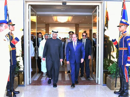 الرئيس المصري عبد الفتاح السيسي يستقبل نظيره الإماراتي الشيخ محمد بن زايد في القاهرة. 29 سبتمبر 2025 - facebook.com/Egy.Pres.Spokesman