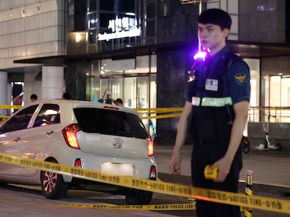 موقع تعرض أشخاص لحادثي دهس وطعن في مدينة سونجنام بكوريا الجنوبية. 3 أغسطس 2023 -  REUTERS