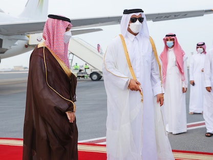 وزير الخارجية القطري يستقبل وزير الخارجية السعودي في الدوحة. 26 أبريل 2021. 