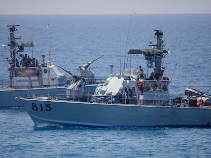 قطع بحرية إسرائيلية في منطقة رأس الناقورة على الحدود مع لبنان. 26 يونيو 2022 - AFP