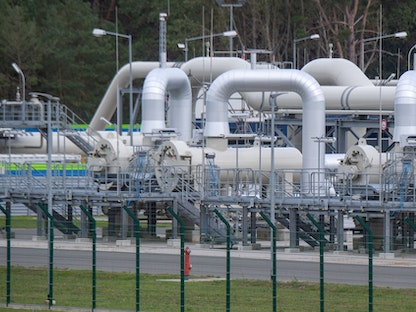منشآت خط أنابيب الغاز الروسي "نورد ستريم 2" في مدينة لوبمين الألمانية. 26 سبتمبر 2022 - Getty Images