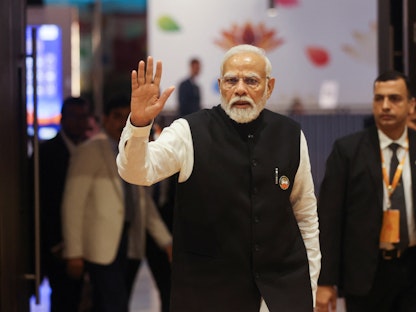 رئيس الوزراء الهندي ناريندرا مودي خلال قمة مجموعة العشرين في العاصمة الهندية نيودلهي. 10 سبتمبر 2023 - REUTERS