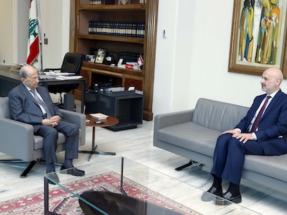 الرئيس اللبناني ميشال عون خلال لقاءه وزير الداخلية والبلديات القاضي بسام مولوي- 23 سبتمبر 2021 - twitter.com/LBpresidency