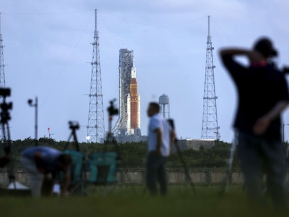 صاروخ "آرتميس-1" التابع لوكالة "ناسا" في مركز كينيدي للفضاء في كيب كانافيرال بولاية فلوريدا- 3 سبتمبر 2022 - AFP