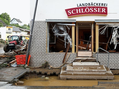 مبنى مدمر في منطقة تضررت من الفيضانات في شولد غربي ألمانيا - 15 يوليو 2021 - REUTERS