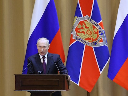 الرئيس الروسي فلاديمير بوتين خلال اجتماع لجهاز الأمن الاتحادي الروسي- 28 فبراير 2023 -  REUTERS