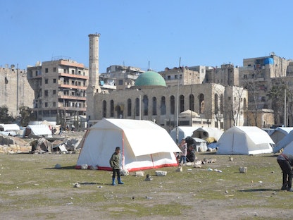 مخيمات لسكان مدينة حلب السورية في أعقاب تعرضها لزلزال. 22 فبراير 2023 - الشرق