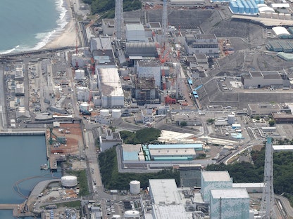 المفاعل النووي رقم (1) بمحطة فوكوشيما اليابانية النووية التي ينتظر تصريف مياهها المشعة بالمحيط قريباً. 31 مايو 2023 - The Yomiuri Shimbun via AFP