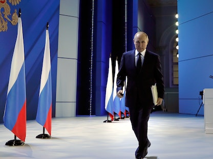 الرئيس الروسي فلاديمير بوتين في العاصمة موسكو - 21 أبريل 2021 - REUTERS