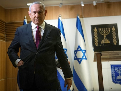 رئيس الوزراء الإسرائيلي بنيامين نتنياهو بعد خطابه ي الكنيست - 22 ديسمبر 2020 - REUTERS