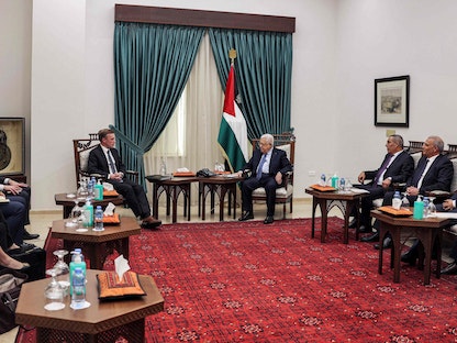 الرئيس الفلسطيني محمود عباس يجتمع في رام الله بمستشار الأمن القومي الأميركي جايك ساليفان. 19 يناير 2023 - AFP