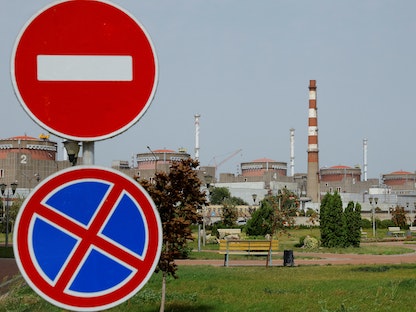 محطة زابوروجيا للطاقة النووية خارج مدينة إنرهودار الخاضعة للسيطرة الروسية في منطقة زابوروجيا جنوب شرق أوكرانيا- 22 أغسطس 2022 - REUTERS
