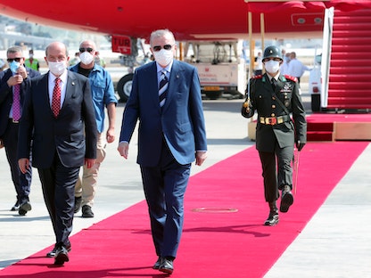 مراسم استقبال رسمية للرئيس التركي رجب طيب أردوغان في شمال قبرص- 19 يوليو 2021. -  REUTERS
