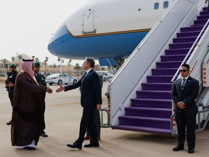 وزير الخارجية الأميركي أنتوني بلينكن لدى وصوله العاصمة السعودية الرياض. 29 أبريل 2024 - AFP