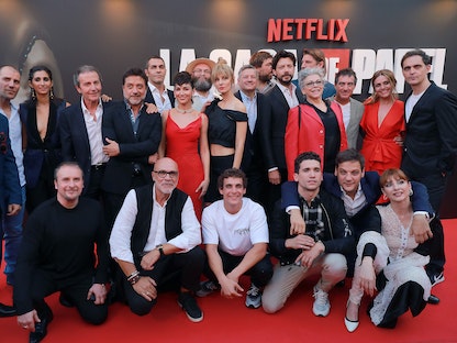 أبطال المسلسل الإسباني Money Heist الذي تنتجه شبكة نتفليكس - Europa Press via Getty Images